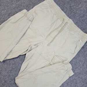 HM Cargo Pants Mens Large Beige Stretch Slim Fit Joggers Lounge Weekend City